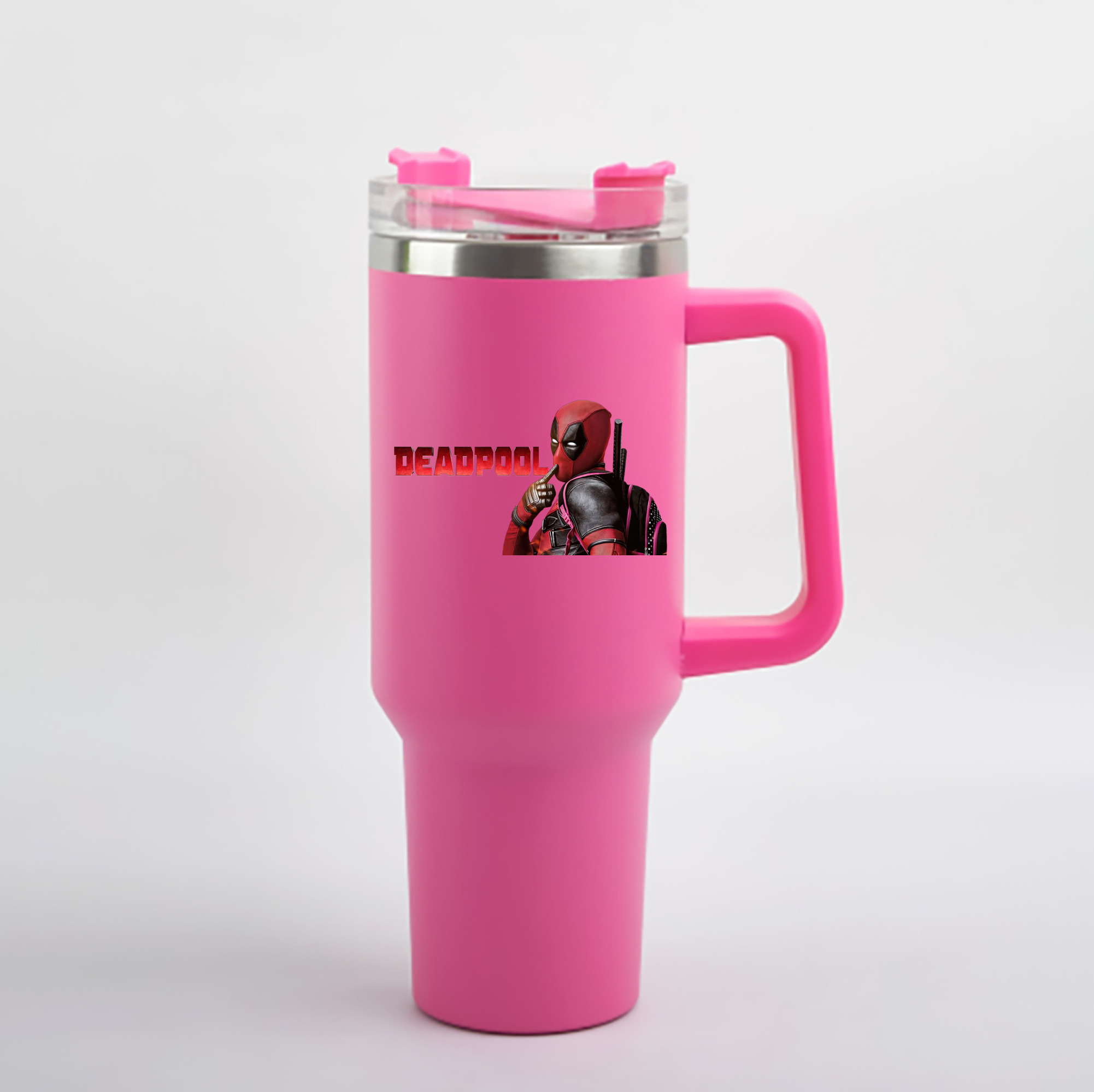 （画像用） Deadpool デッドプール 1200mL車用タンブラー - クリスタルステッカー（プラスチックストロー付き）